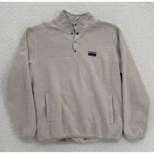 Eddie Bauer Fleece Sweater Men Size L Tan Beige Pullover 1/4 Snap Neck Sweatshir